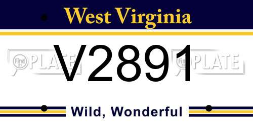 V2891 West Virginia License Plate