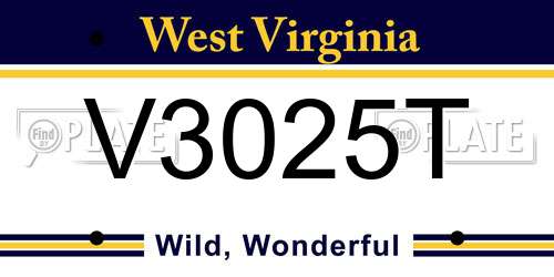 V3025T West Virginia License Plate