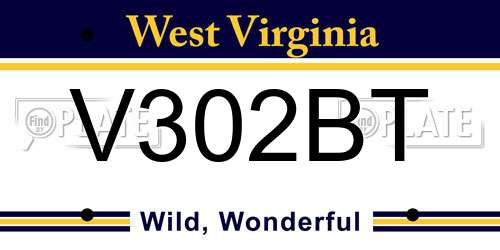 V302BT West Virginia License Plate