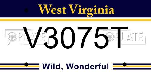V3075T West Virginia License Plate