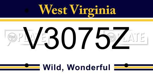 V3075Z West Virginia License Plate
