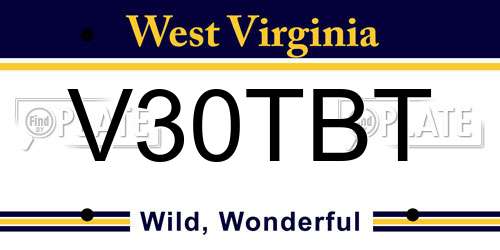 V30TBT West Virginia License Plate