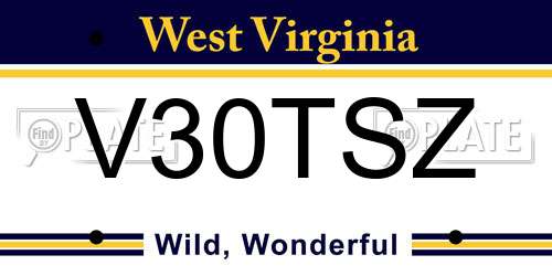 V30TSZ West Virginia License Plate