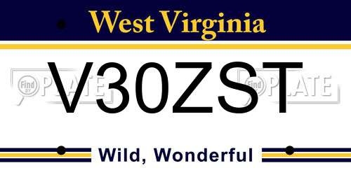 V30ZST West Virginia License Plate