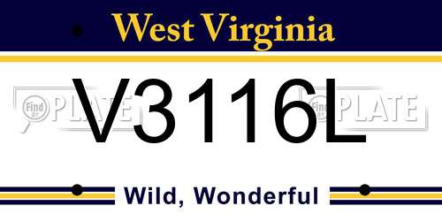 V3116L West Virginia License Plate
