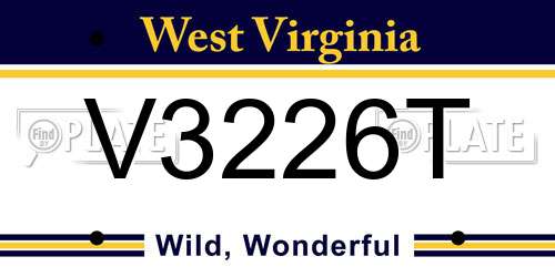 V3226T West Virginia License Plate