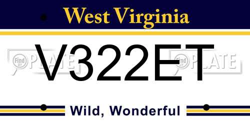 V322ET West Virginia License Plate