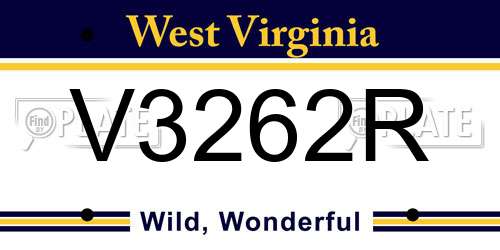 V3262R West Virginia License Plate