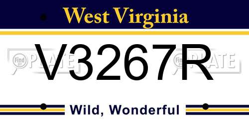 V3267R West Virginia License Plate