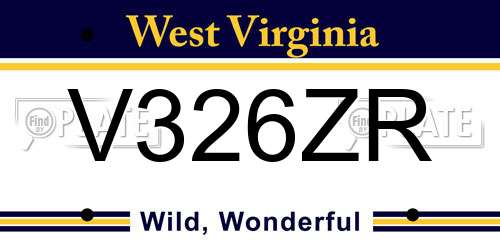 V326ZR West Virginia License Plate