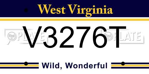 V3276T West Virginia License Plate