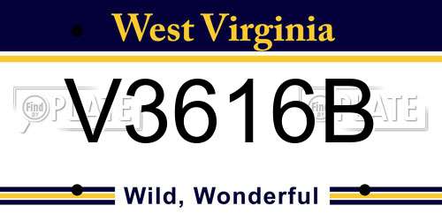 V3616B West Virginia License Plate