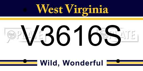 V3616S West Virginia License Plate