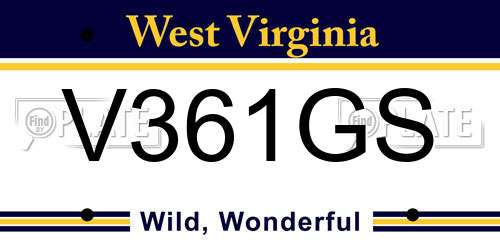V361GS West Virginia License Plate