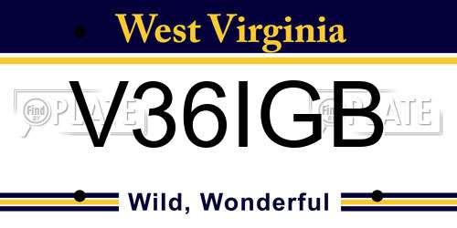 V36IGB West Virginia License Plate