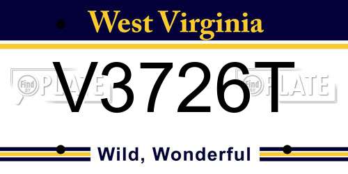 V3726T West Virginia License Plate