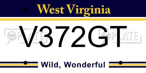 V372GT West Virginia License Plate