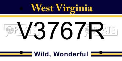 V3767R West Virginia License Plate