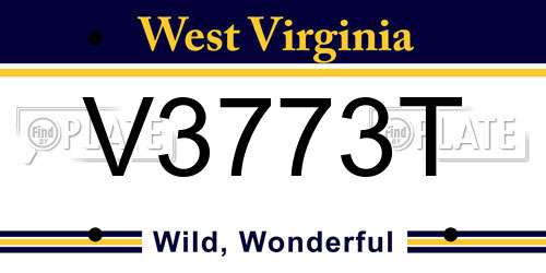 V3773T West Virginia License Plate