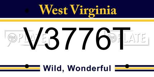 V3776T West Virginia License Plate