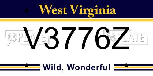 V3776Z West Virginia License Plate