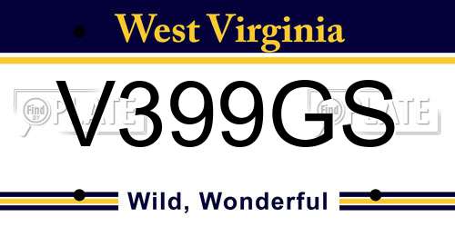 V399GS West Virginia License Plate