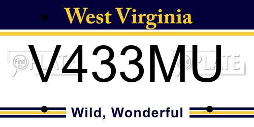 V433MU West Virginia License Plate
