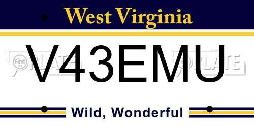 V43EMU West Virginia License Plate
