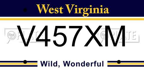 V457XM West Virginia License Plate