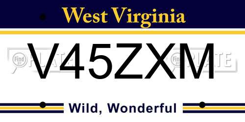 V45ZXM West Virginia License Plate