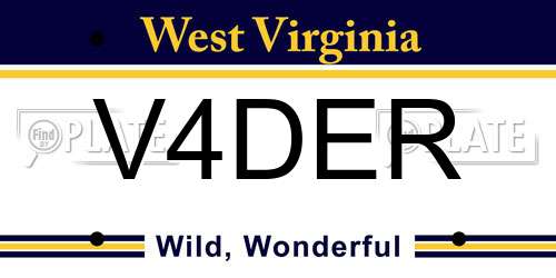 V4DER West Virginia License Plate