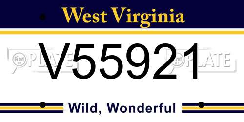 V55921 West Virginia License Plate