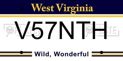 V57NTH West Virginia License Plate