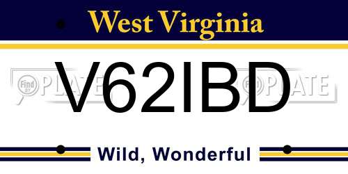 V62IBD West Virginia License Plate