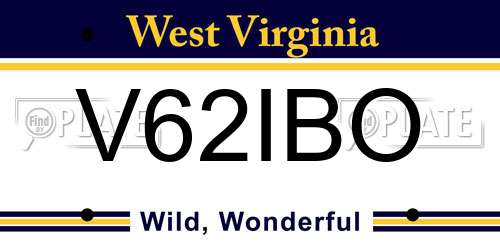 V62IBO West Virginia License Plate