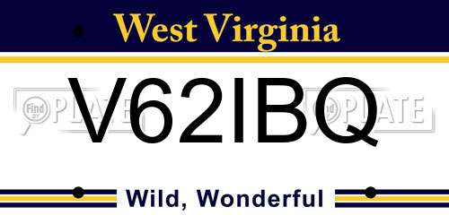 V62IBQ West Virginia License Plate