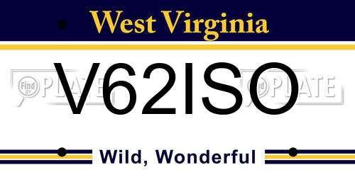 V62ISO West Virginia License Plate