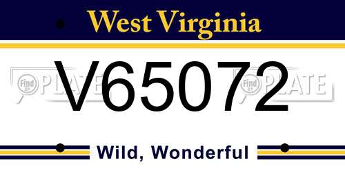 V65072 West Virginia License Plate
