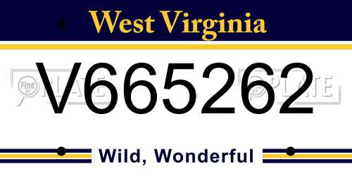 V665262 West Virginia License Plate