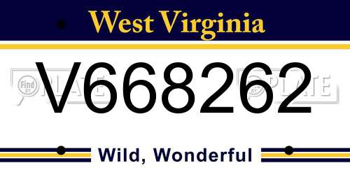 V668262 West Virginia License Plate