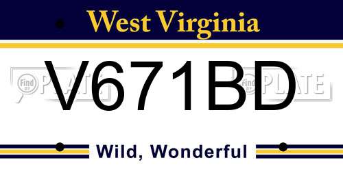 V671BD West Virginia License Plate