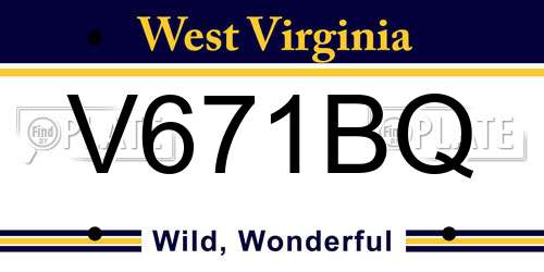 V671BQ West Virginia License Plate