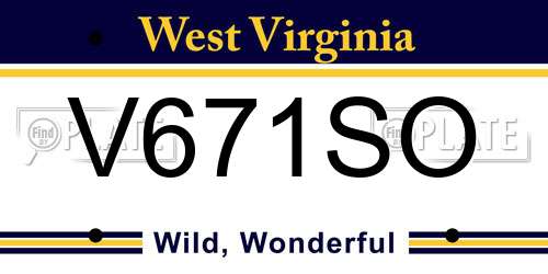 V671SO West Virginia License Plate