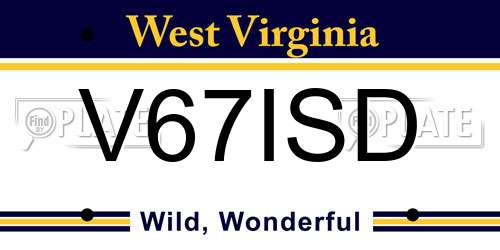V67ISD West Virginia License Plate