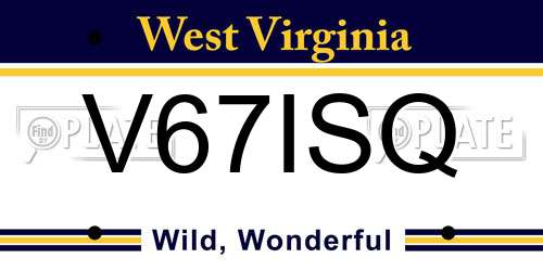 V67ISQ West Virginia License Plate