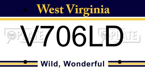V706LD West Virginia License Plate