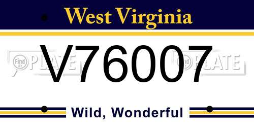 V76007 West Virginia License Plate