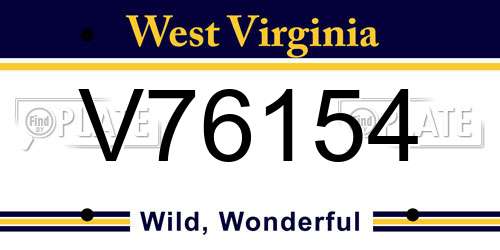 V76154 West Virginia License Plate