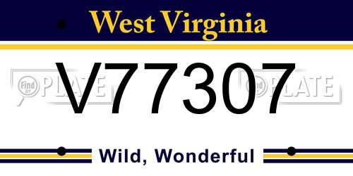 V77307 West Virginia License Plate