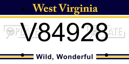 V84928 West Virginia License Plate